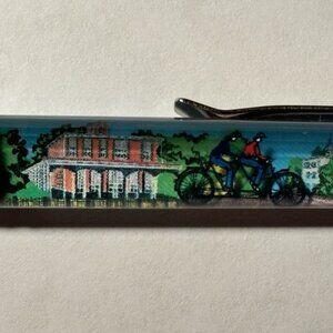 Cape May New Jersey Floaty Pen People on Tandem Bike Move by Victorian Houses